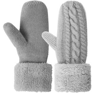 3145 Winter Warm Mittens For Women, Cozy Thick Knitted Glovess &